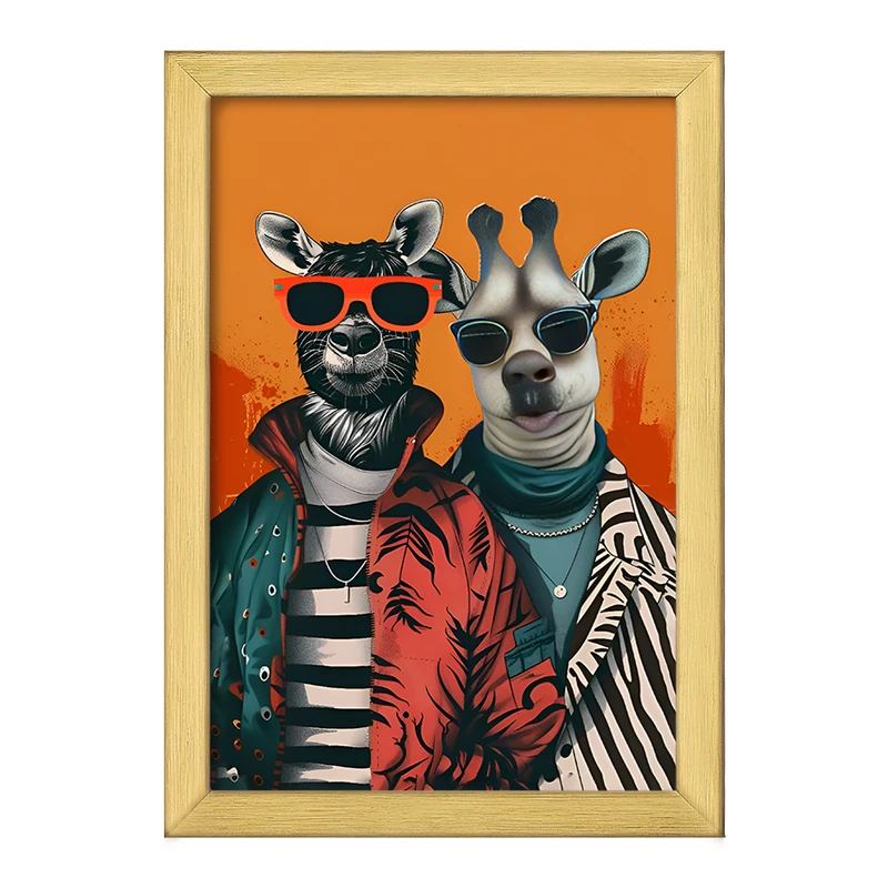 تابلو خندالو طرح زرافه و لامای بامزه کد F11764