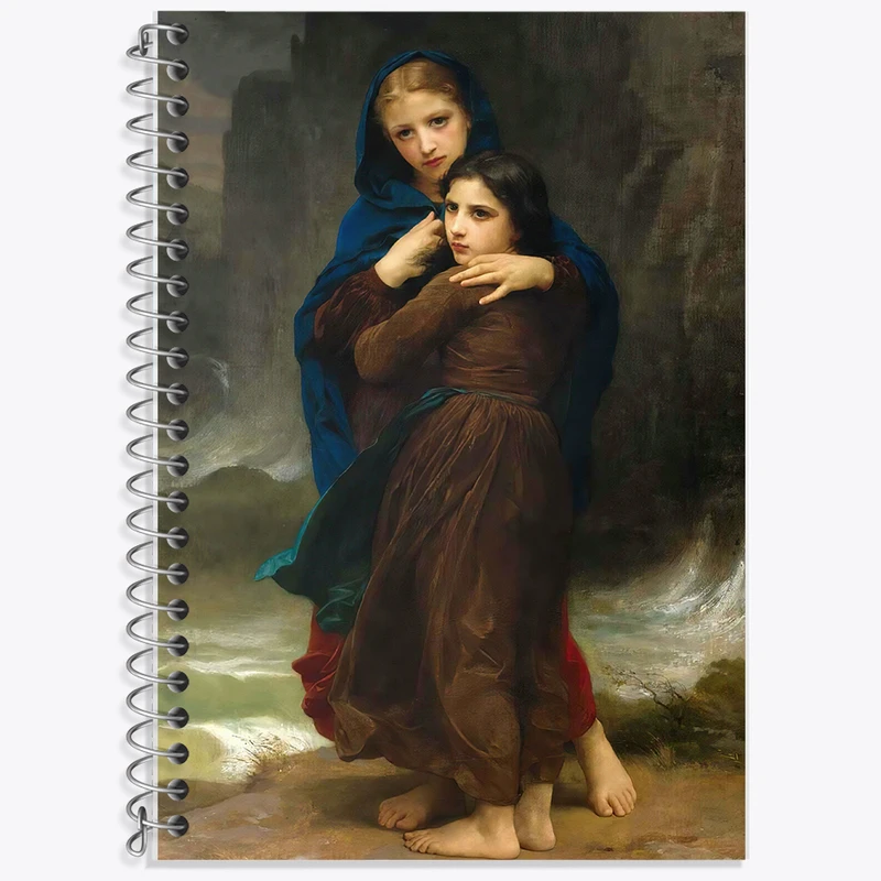 دفتر زبان 50 برگ خندالو مدل دو خط طرح نقاشی طوفان اثر ویلیام بوگرو کد F12504