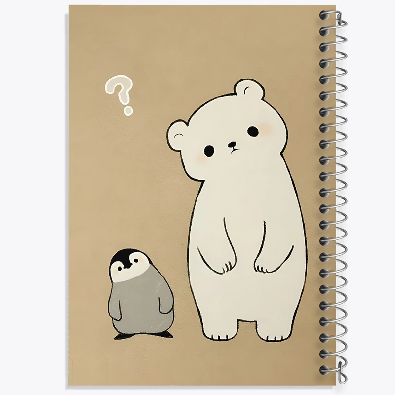 دفتر طراحی 50 برگ خندالو طرح خرس و پنگوئن کیوت کد N5300