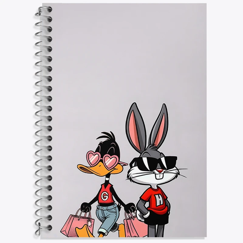 دفتر زبان دوخط 50 برگ خندالو طرح باگز بانی و دافی داک کد F3290