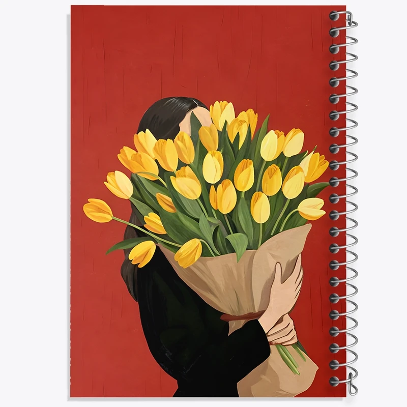 دفتر شطرنجی 50 برگ خندالو طرح دختر و دسته گل کد F11630