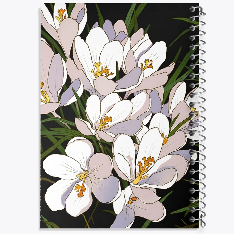 دفتر شطرنجی 50 برگ خندالو طرح گل های سفید کد F14122