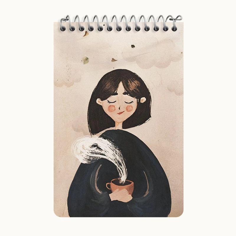 دفتر یادداشت 50 برگ خندالو طرح دختر و فنجان چای کد F8205