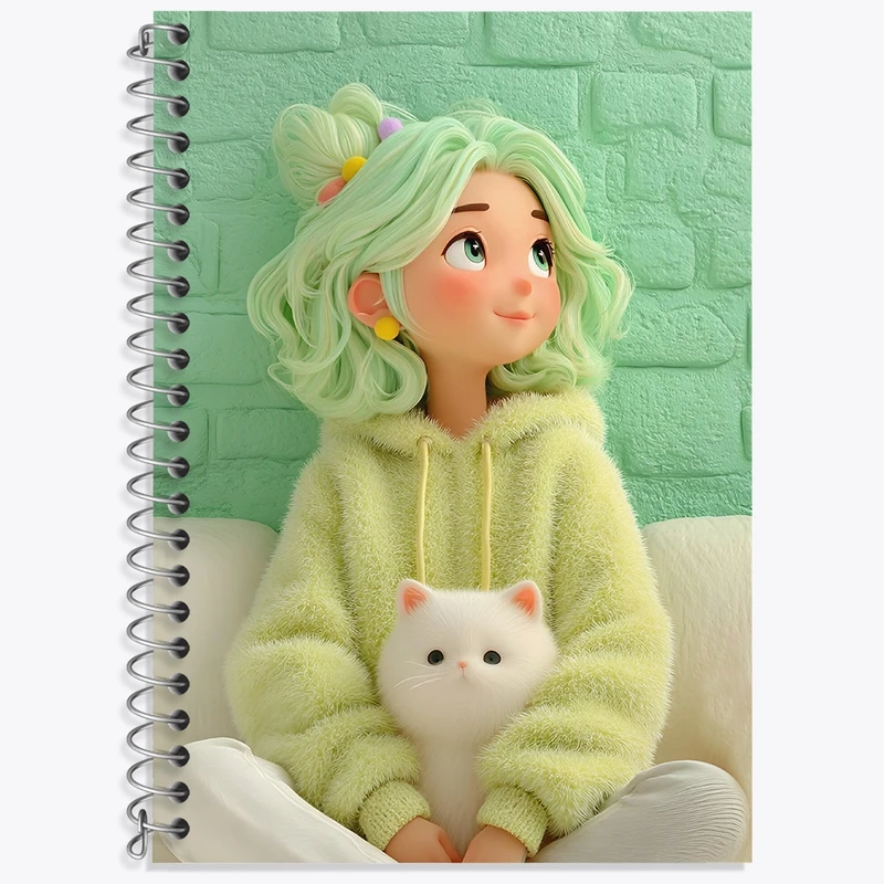 دفتر زبان 50 برگ خندالو مدل سه خط طرح دخترانه فانتزی کد N9405