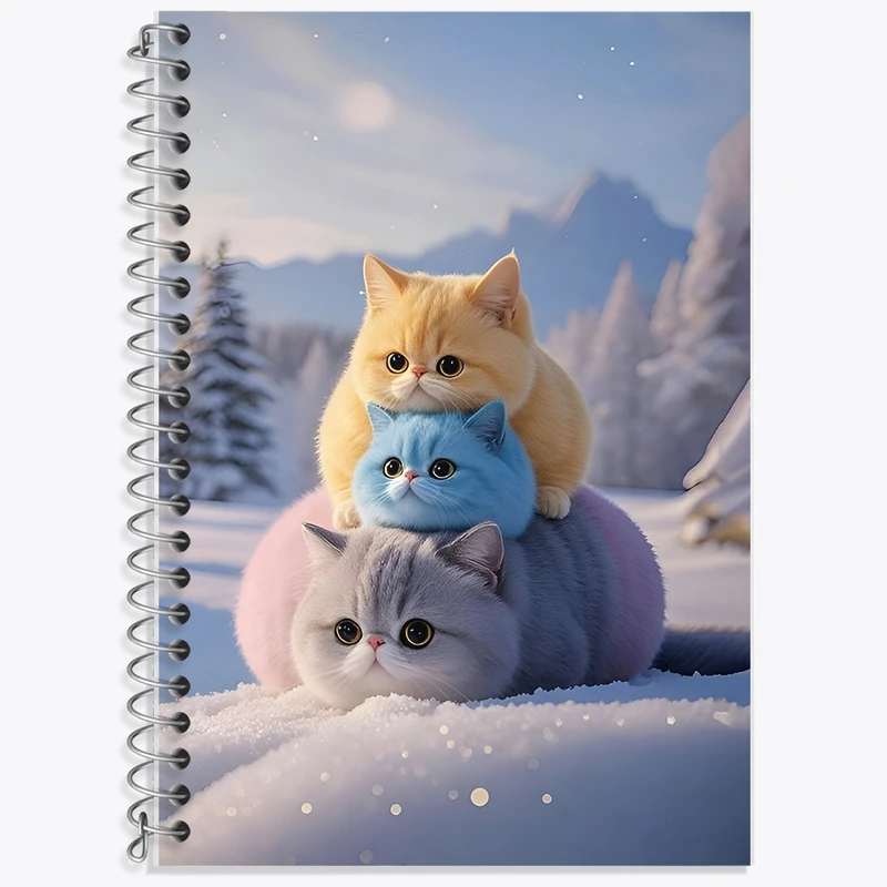 دفتر زبان 50 برگ خندالو مدل سه خط طرح گربه های بامزه کد F9467