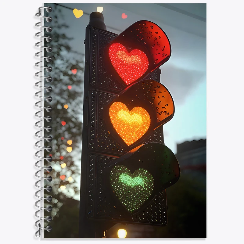 دفتر نت موسیقی 50 برگ خندالو طرح چراغ راهنمایی و رانندگی قلبی کد F9936