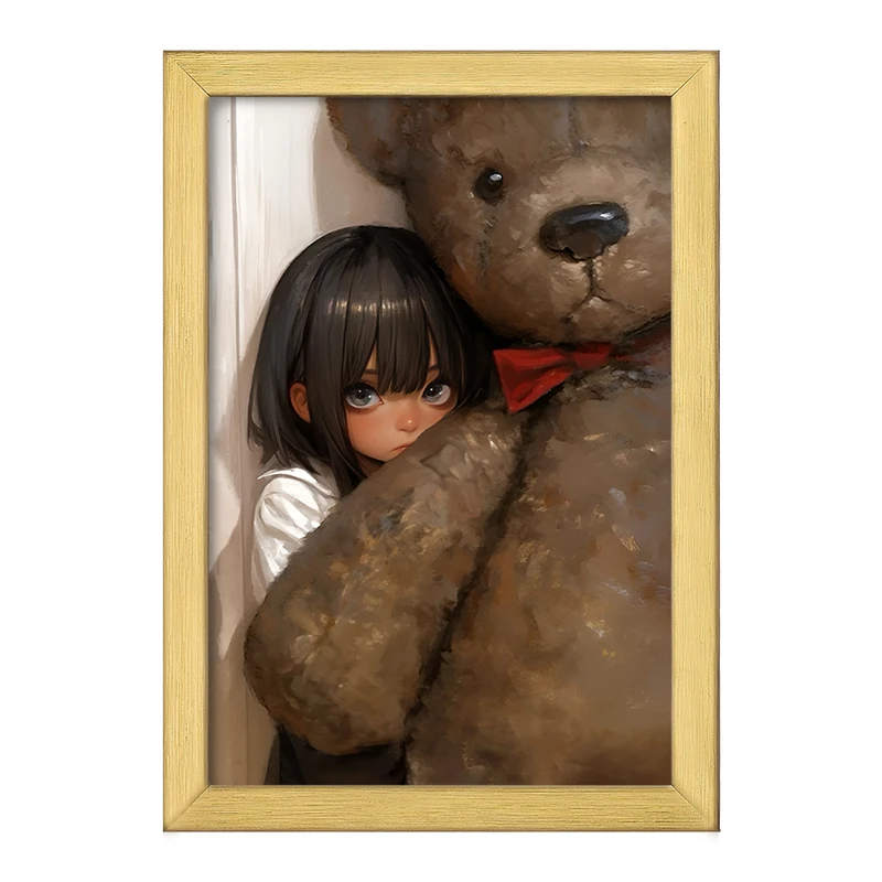 تابلو خندالو طرح دختر و خرس کد F12625