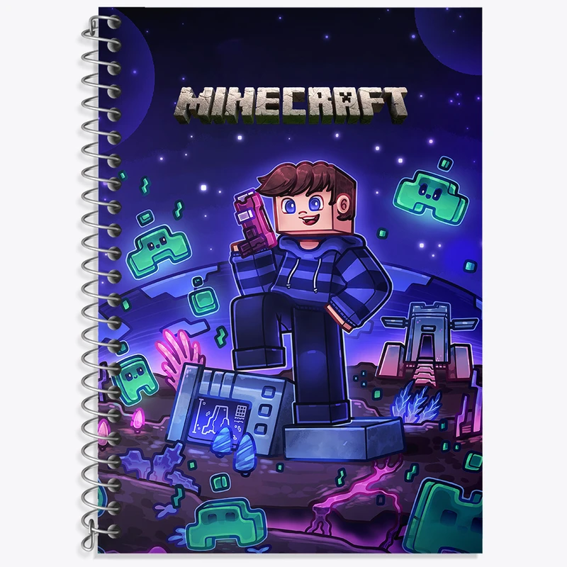 دفتر زبان 50 برگ خندالو مدل دو خط طرح بازی ماینکرافت (Minecraft) کد N8674