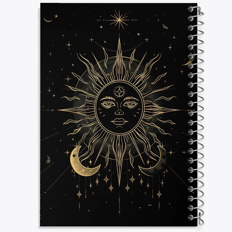 دفتر طراحی 50 برگ خندالو طرح خورشید و ماه مینیمال کد F3100