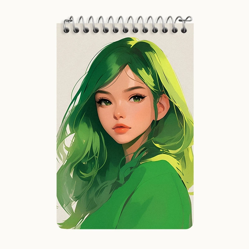 دفتر یادداشت 50 برگ خندالو طرح دختر مو سبز کد F9104