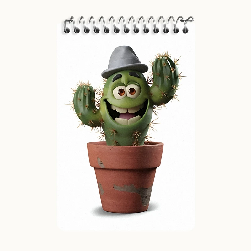 دفتر یادداشت 50 برگ خندالو طرح کاکتوس کد F8029