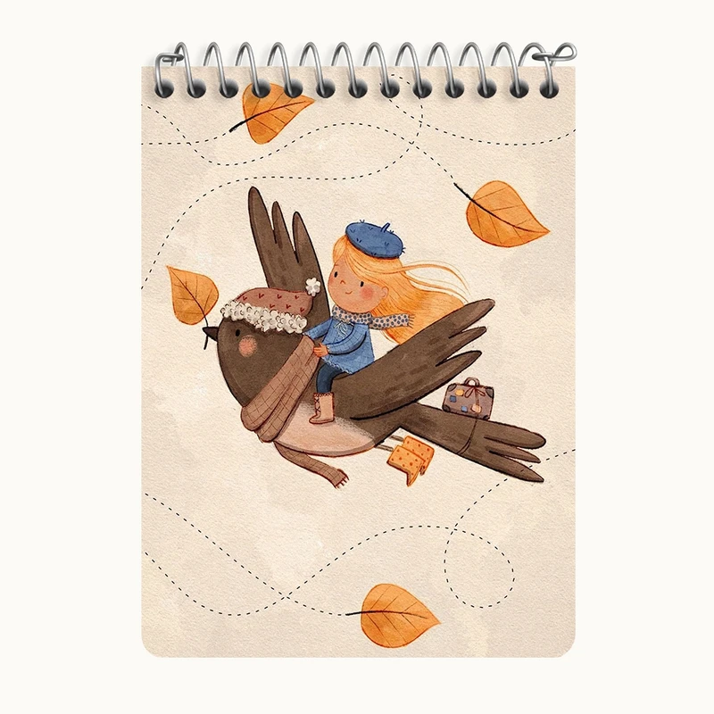 دفتر یادداشت 50 برگ خندالو طرح دختر و پرنده کد N6374