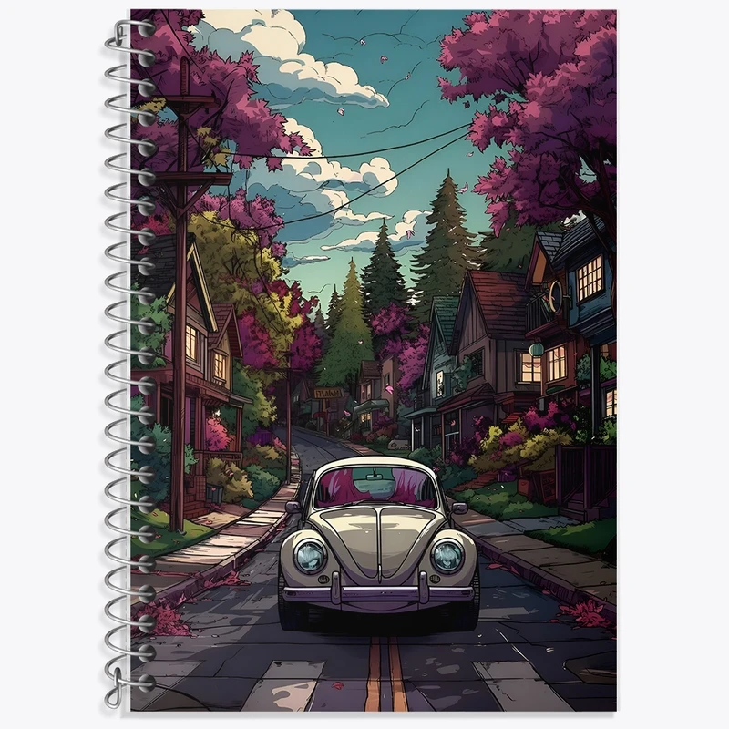 دفتر زبان 50 برگ خندالو مدل سه خط طرح ماشین کلاسیک کد F9995