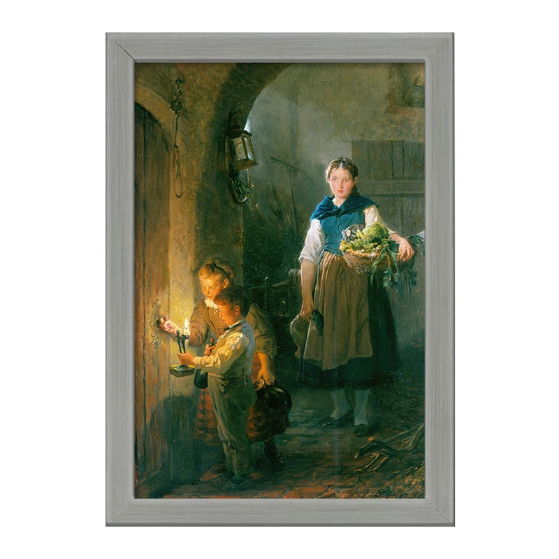 تابلو خندالو طرح نقاشی خدمتکار آشپزخانه با کودکان اثر فلیکس شلزینگر کد F12310