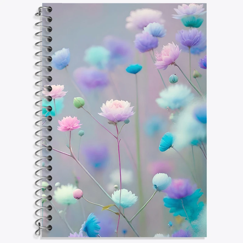 دفتر زبان 50 برگ خندالو مدل دو خط طرح گل های رنگی کد N6044