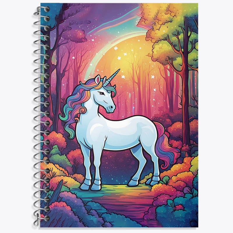 دفتر زبان دوخط 50 برگ خندالو طرح اسب تک شاخ کد F2959