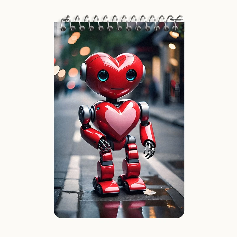 دفتر یادداشت 50 برگ خندالو طرح ربات قلبی کد F8996