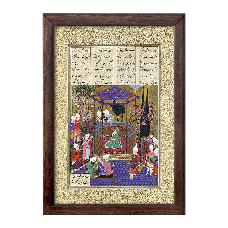 تابلو خندالو طرح نقاشی پاسخ دادن زال موبدان را اثر قدیمی گیلانی کد F12233