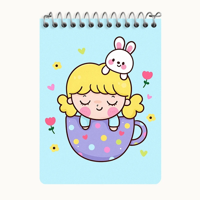 دفتر یادداشت 50 برگ خندالو طرح دخترانه کیوت کد N4153