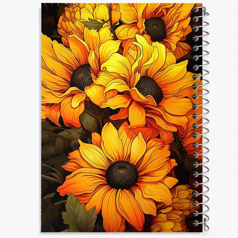 دفتر شطرنجی 50 برگ خندالو طرح گل آفتابگردان کد F12852