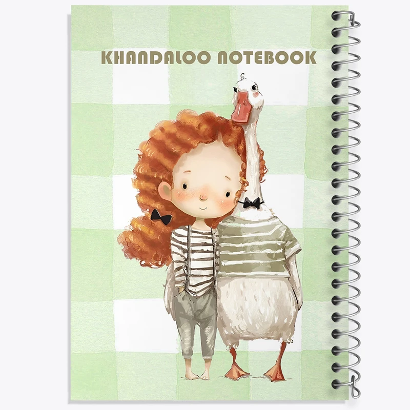 دفتر مشق 100 برگ خندالو طرح دختر و اردک بامزه کد N6163