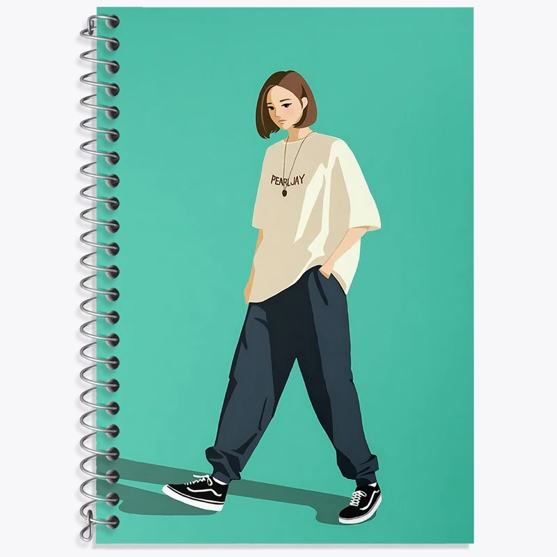 دفتر زبان 50 برگ خندالو مدل سه خط طرح دخترانه مینیمال کد F3249