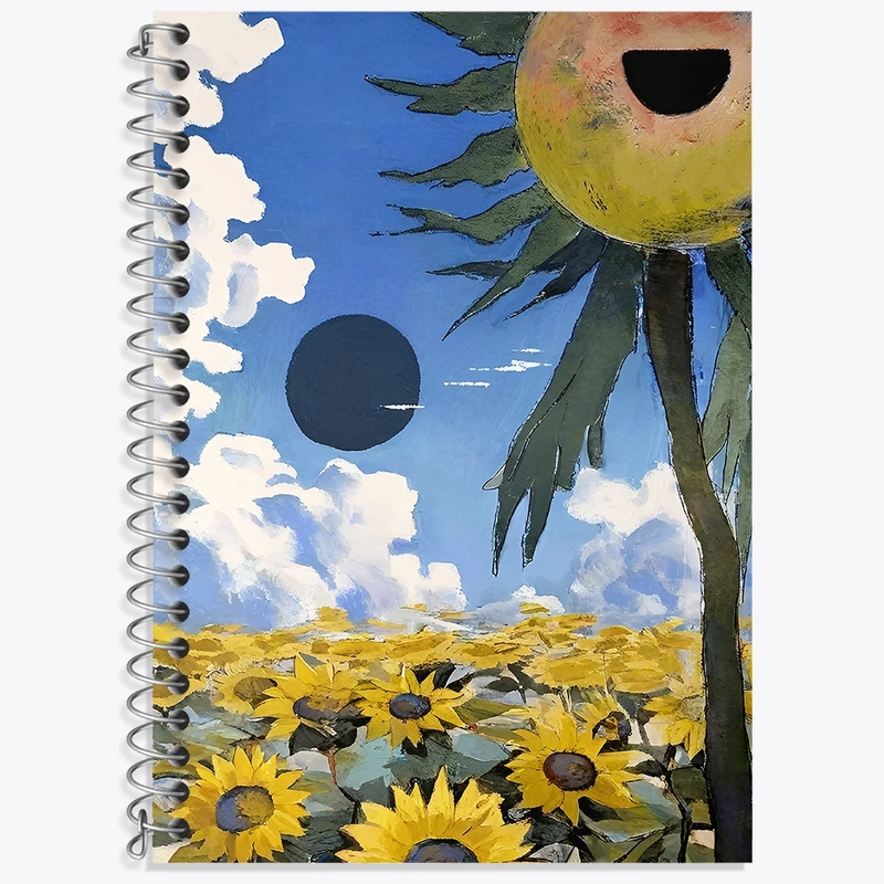 دفتر لغت 50 برگ خندالو طرح مزرعه گل آفتابگردان کد N8824