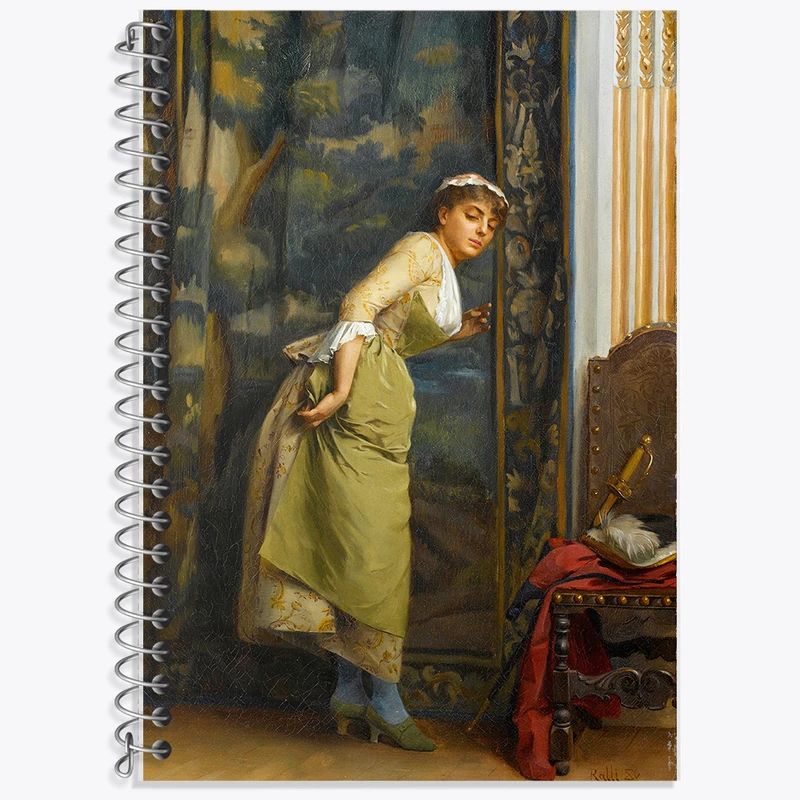 دفتر زبان 50 برگ خندالو مدل دو خط طرح نقاشی دختر جوان اورشلیم اثر تئودوروس رالی کد F12272