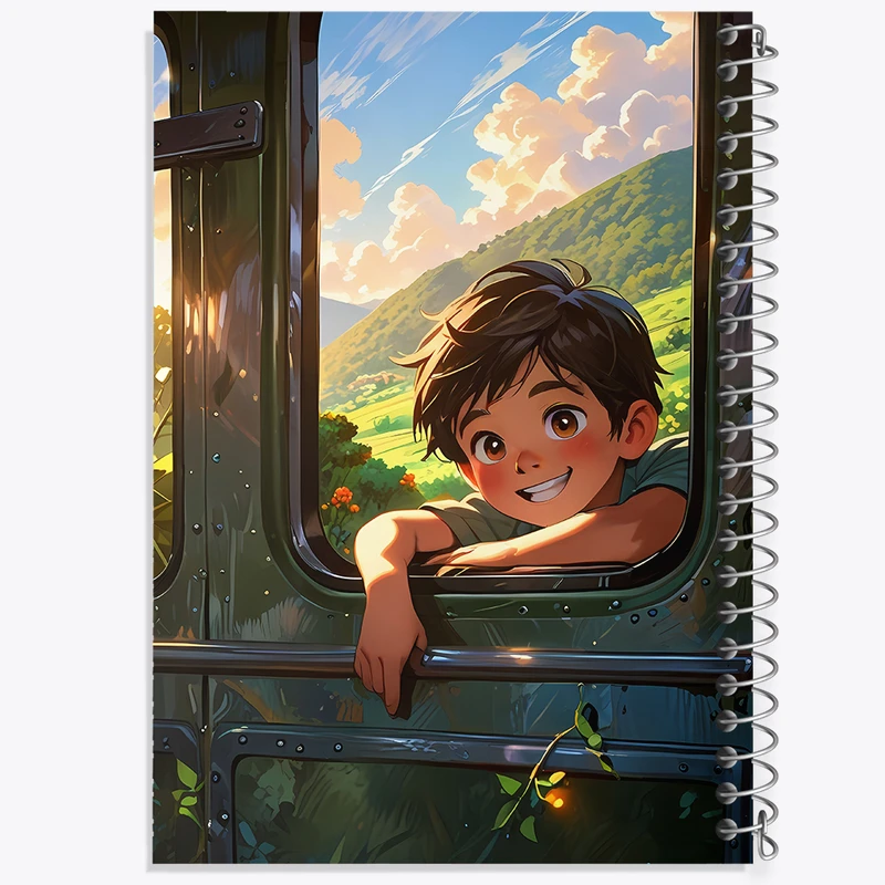 دفتر مشق 100 برگ خندالو طرح پسر و قطار متروکه کد F10990