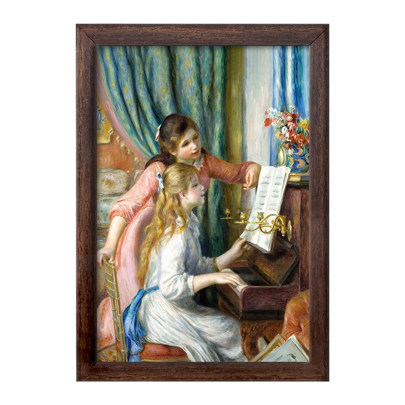 تابلو خندالو طرح نقاشی دختران جوان در کنار پیانو اثر پیر آگوست رنوآر کد F12205