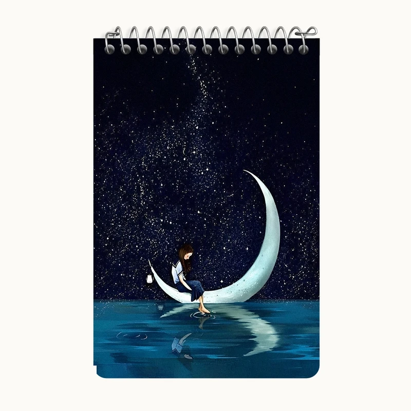 دفتر یادداشت 50 برگ خندالو طرح دختر و ماه کد F8818