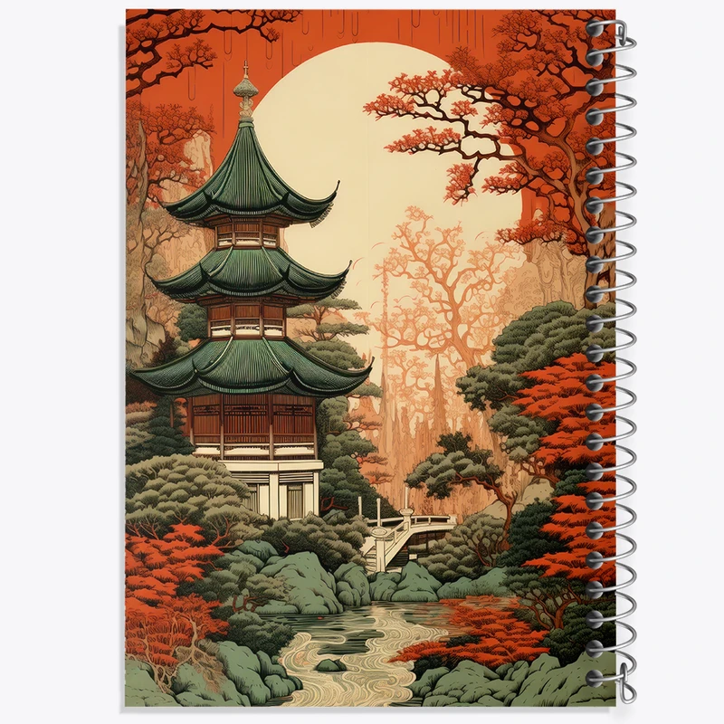 دفتر مشق 100 برگ خندالو طرح خانه ی ژاپنی کد F3571