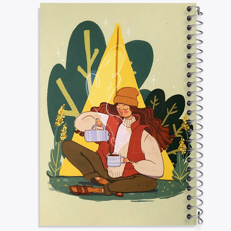 دفتر مشق 100 برگ خندالو طرح دختر و کمپ در طبیعت کد F4892