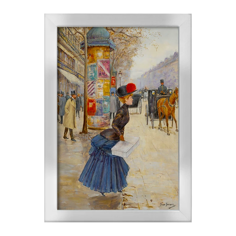 تابلو خندالو طرح نقاشی عبور زن جوان از بلوار اثر ژان برو کد F12348