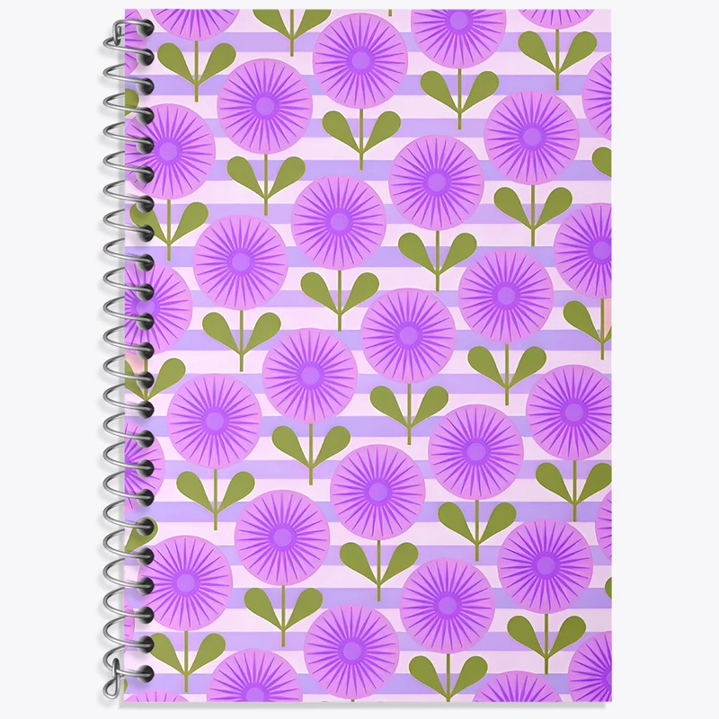 دفتر زبان 50 برگ خندالو مدل دو خط طرح پترن گل گلی کد N6694