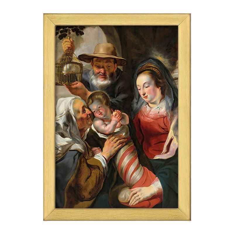 تابلو خندالو طرح نقاشی خانواده مقدس با سنت آنا اثر جیکوب جردن کد F12392