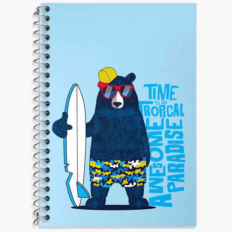 دفتر زبان 50 برگ خندالو مدل دو خط طرح خرس بامزه کد F8615