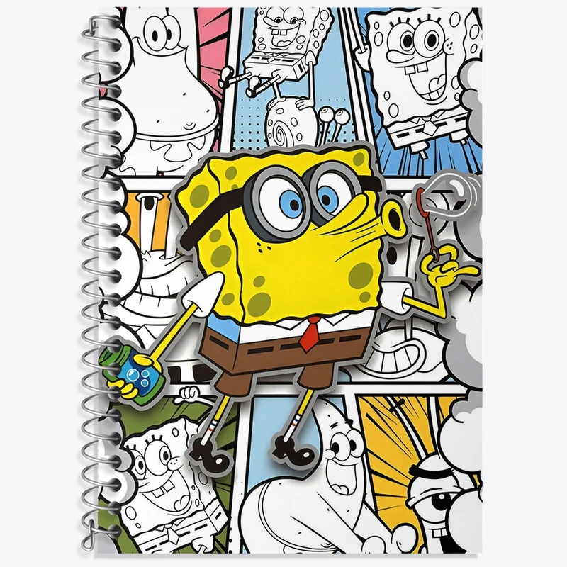 دفتر زبان 50 برگ خندالو مدل سه خط طرح باب اسفنجی کد N9484