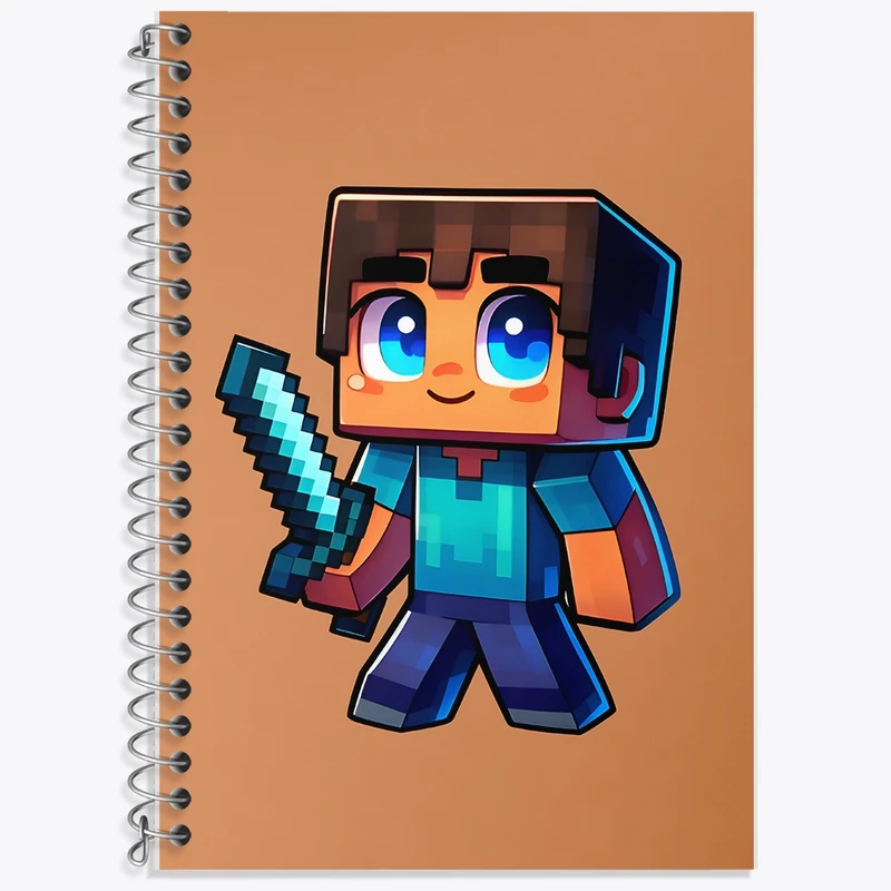 دفتر زبان 50 برگ خندالو مدل سه خط طرح ماینکرافت (Minecraft) کد F12063