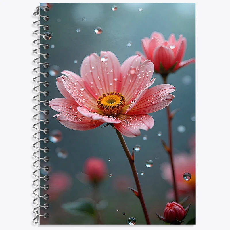 دفتر زبان 50 برگ خندالو مدل سه خط طرح گل کد F4607