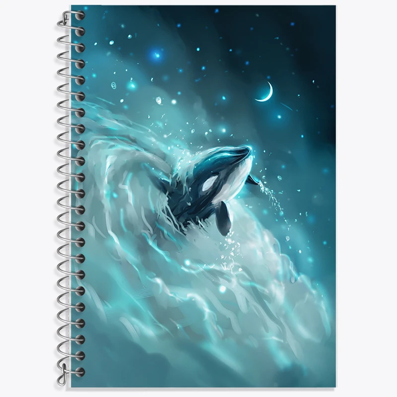 دفتر زبان 50 برگ خندالو مدل دو خط طرح نهنگ کد F12521