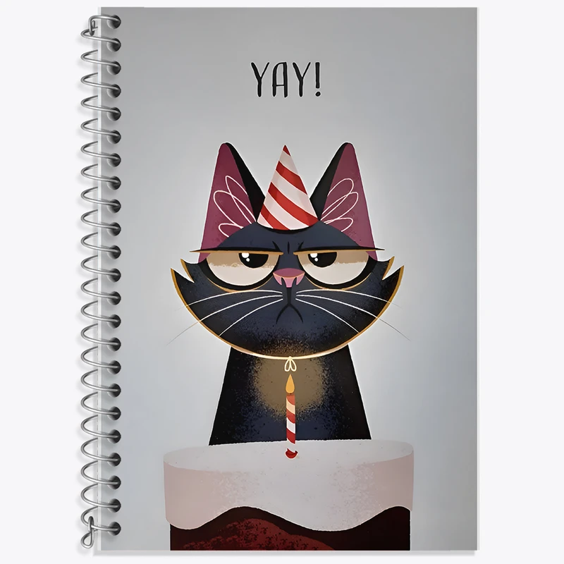 دفتر زبان دوخط 50 برگ خندالو طرح گربه متولد کد F12828