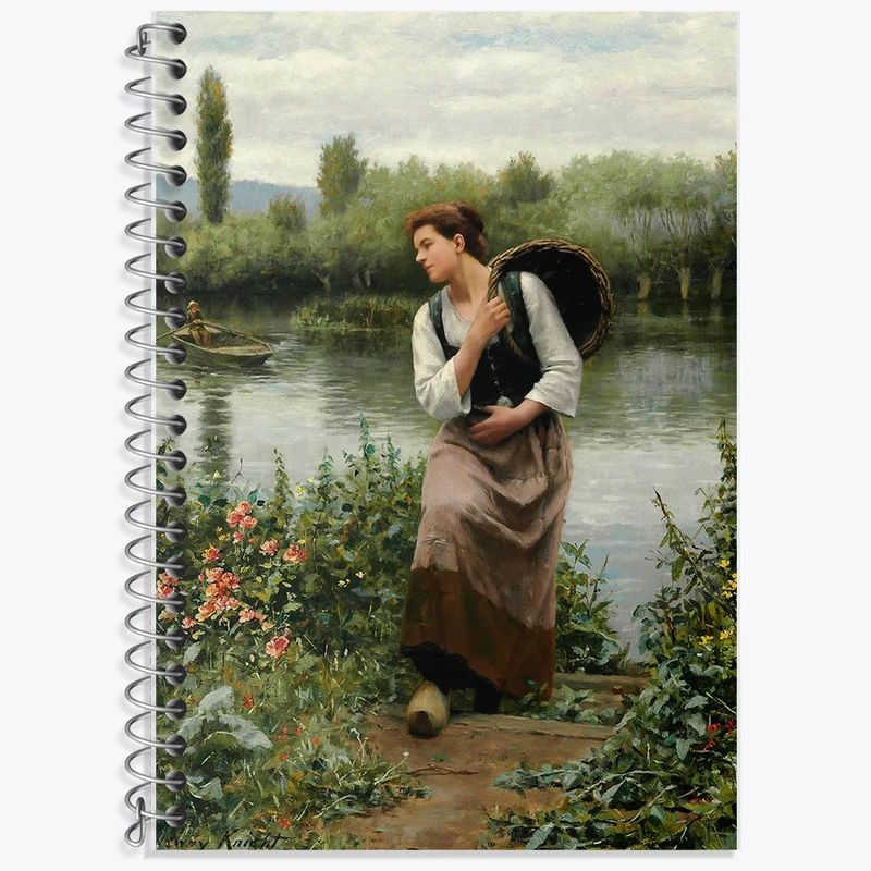 دفتر نت موسیقی 50 برگ خندالو طرح نقاشی یک زن با یک سبد اثر دانیل ریدوی نایت کد F12455