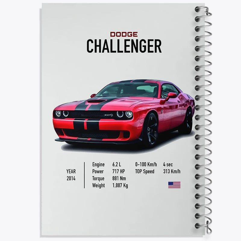 دفتر مشق 100 برگ خندالو طرح داج (Dodge Challenger) کد F13482