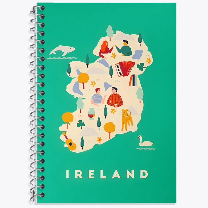 دفتر زبان 50 برگ خندالو مدل دو خط طرح ایرلند (Ireland) کد F14365