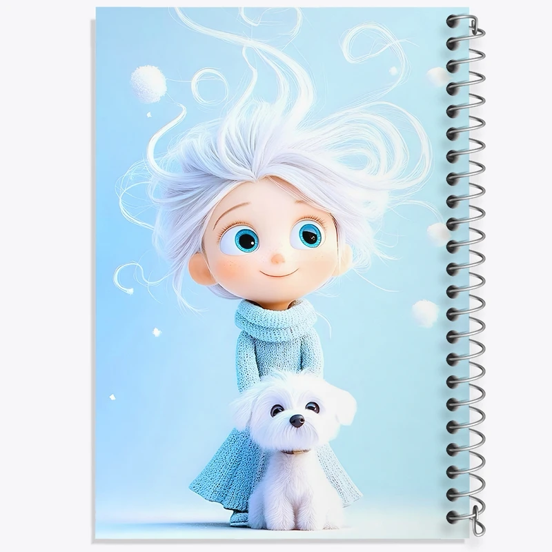 دفتر ژورنال نویسی 50 برگ خندالو مدل نقطه ای طرح دختر و سگ بامزه کد F8714