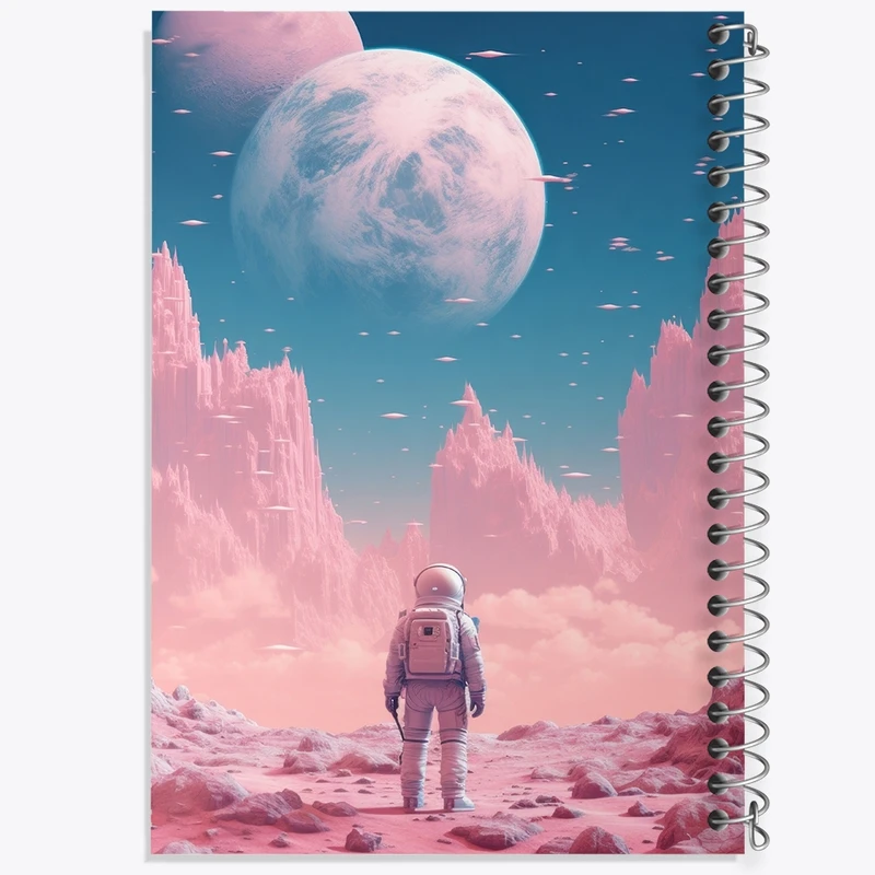 دفتر ژورنال نویسی 50 برگ خندالو مدل نقطه ای طرح فضانورد و کهکشان کد F3214