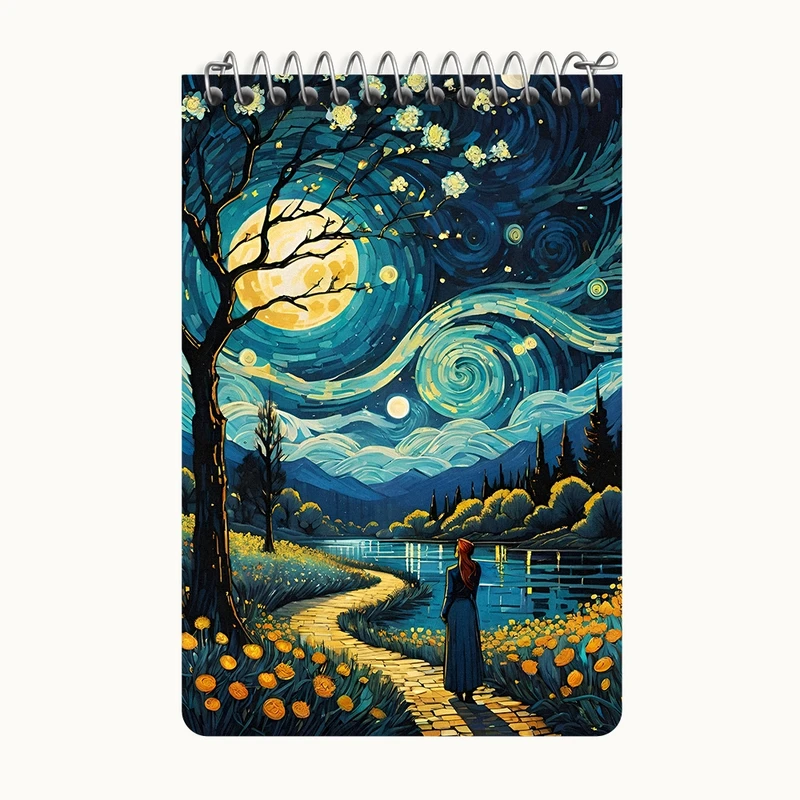 دفتر یادداشت 50 برگ خندالو طرح شب پر ستاره کد F5093