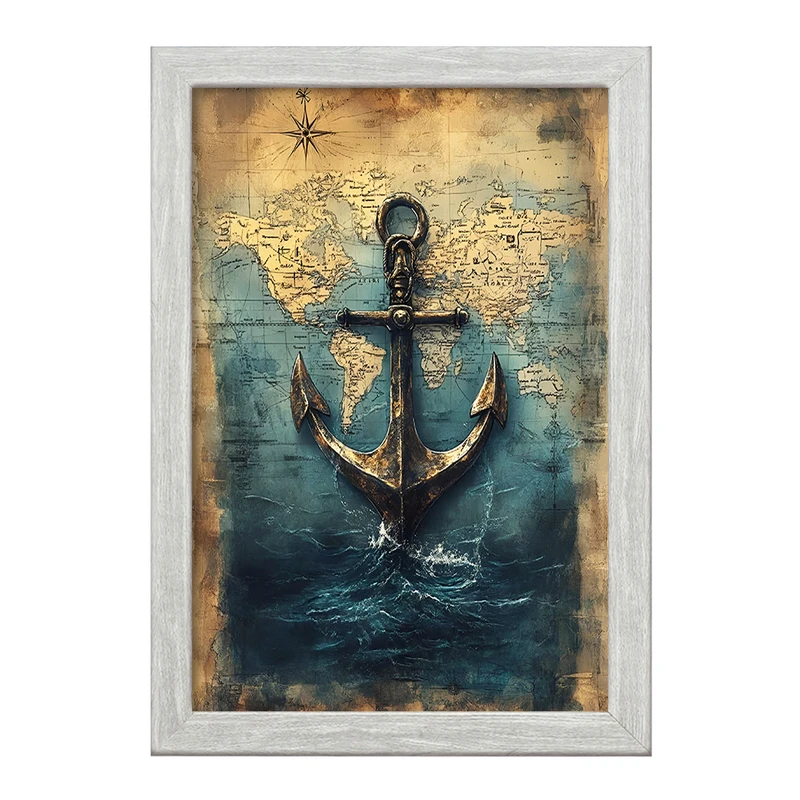 تابلو خندالو طرح لنگر قدیمی کشتی کد F13798