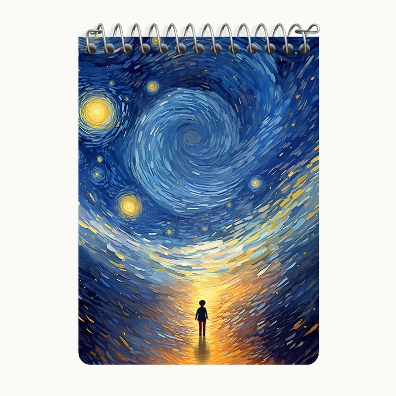 دفتر یادداشت 50 برگ خندالو طرح شب پر ستاره کد N3815